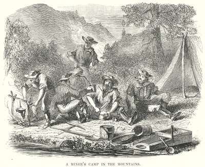 Obóz górniczy w górach (rycina) autorstwa English School