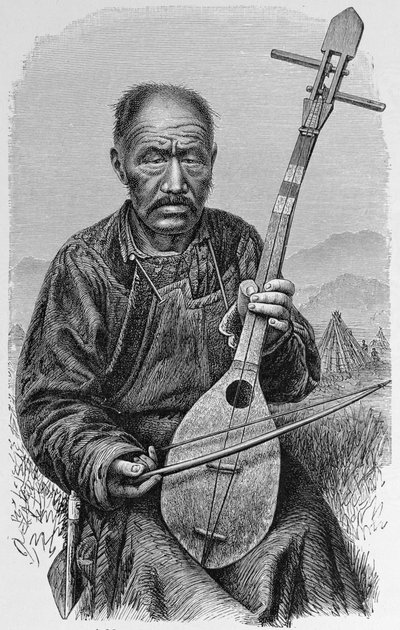 Muzyk mongolski, z „Historii ludzkości”, tom III, prof. Friedricha Ratzela, 1898 autorstwa English School