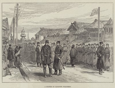 Zbiórka japońskich policjantów (rycina) autorstwa English School