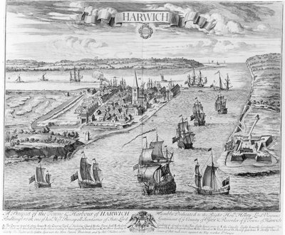 Perspektywa Towne i portu Harwich autorstwa English School