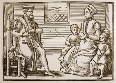 Rodzina purytańska, z Tenor całych Psalmów w czterech częściach, 1563 (zdjęcie w sepii) autorstwa English School