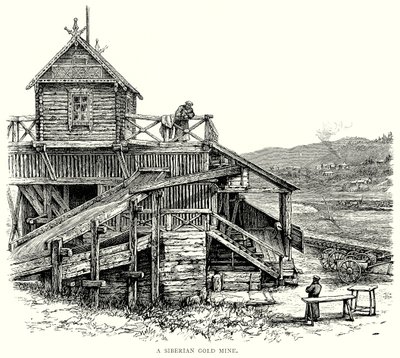 Syberyjska kopalnia złota (grawerunek) autorstwa English School