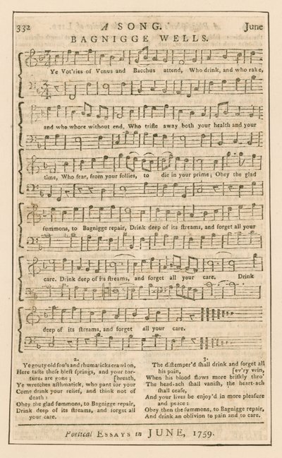 Piosenka: Bagnigge Wells, Londyn; muzyka autorstwa English School