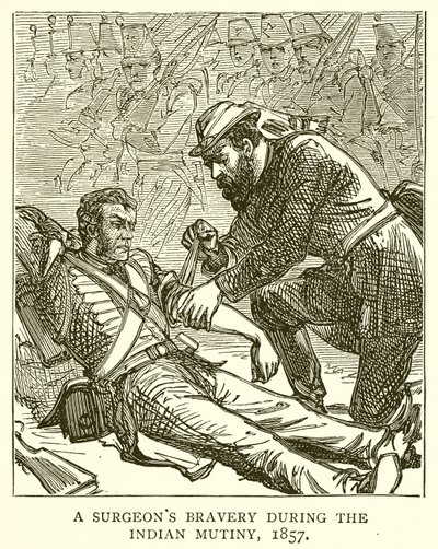 Odwaga chirurgów podczas buntu indyjskiego, 1857 r. autorstwa English School