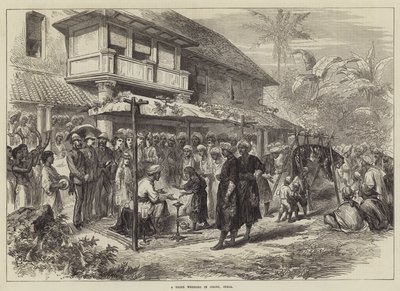 Tygrysie wesele w Coorg w Indiach (grawerowanie) autorstwa English School
