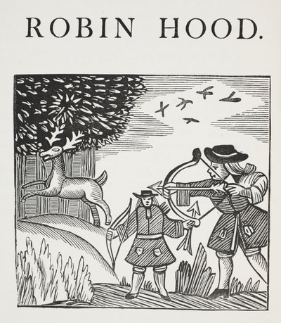 Prawdziwa opowieść o Robin Hoodzie, ilustracja z książki Chap-books of the Eighteenth Century Johna Ashtona, wyd. 1882 autorstwa English School