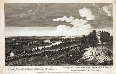 Widok z Richmond Hill w dół rzeki, wydrukowany dla Robert Sayer Map und Printseller, Fleet Street autorstwa English School