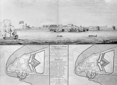 Widok Stoczni Jego Królewskiej Mości w Sheerness, 1698 autorstwa English School