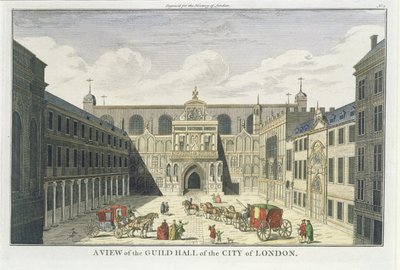 Widok na Guild Hall of the City of London, z Historii Londynu, koniec XVIII wieku autorstwa English School