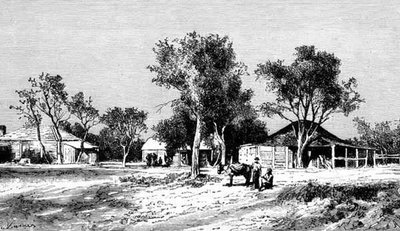 Wioska nad Darling Downs, Queensland, Australia, z „Australian Pictures”, wyd. przez Towarzystwo Traktu Religijnego autorstwa English School