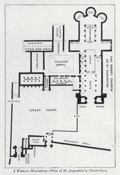 Klasztor zachodni, plan św. Augustyna, Canterbury (lito) autorstwa English School