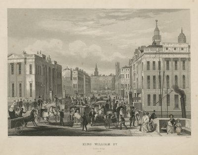 Ruchliwa scena uliczna na King William Street autorstwa English School