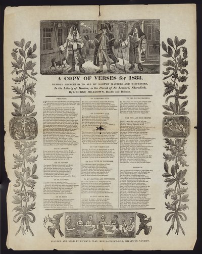 Kopia wersetów na rok 1833 autorstwa English School