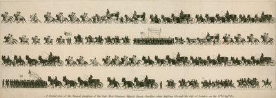 Prawidłowy obraz konduktu pogrzebowego jej zmarłej Najłaskawej Królewskiej Mości Królowej Karoliny podczas przechodzenia przez City of London 14 sierpnia 1821 r. autorstwa English School