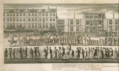 Geometryczny widok wielkiej procesji Scald Miserable Masons, Somerset House, Londyn autorstwa English School