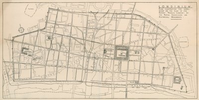 Mapa modelu rzymskiego Londynu na wystawie w Undercroft All-Hallows-by-the-Tower autorstwa English School