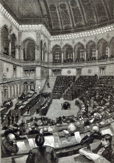 Noc posiedzeń we włoskiej Izbie Poselskiej z „Godziny wypoczynku”, 1891 r. autorstwa English School