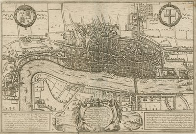 Plan Londynu, Westminsteru i Southwarku, które zostały zbadane za panowania królowej Elżbiety autorstwa English School