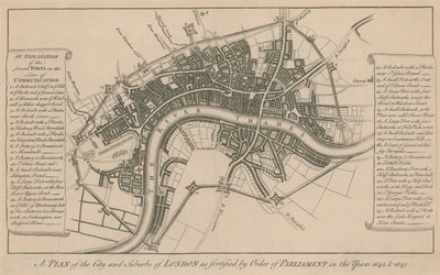 Plan miasta i przedmieść Londynu ufortyfikowany rozporządzeniem Parlamentu w latach 1642 i 1643 autorstwa English School