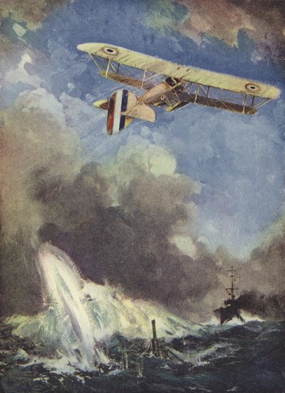 Wodnosamolot bombardujący łódź podwodną autorstwa English School