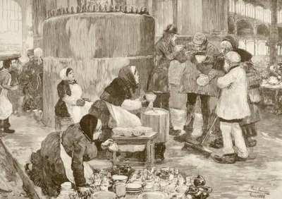 Kuchnia dla ubogich w Paryżu, XIX w. (litho) autorstwa English School