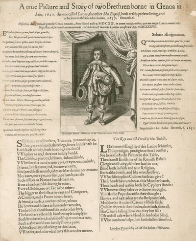 Prawdziwy obraz i historia dwóch braci urodzonych w Genui we Włoszech, 1620 autorstwa English School
