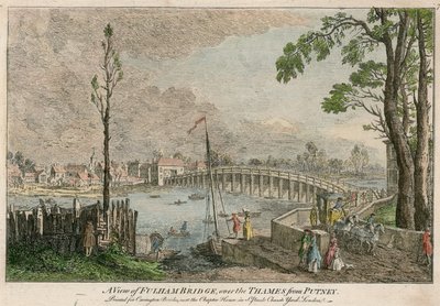 Widok na Fulham Bridge w Londynie nad Tamizą z Putney autorstwa English School