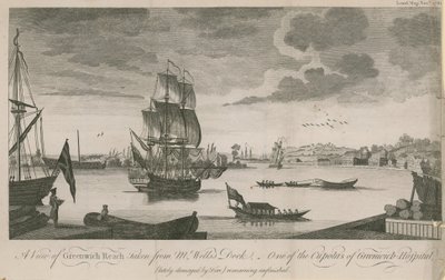 Widok na Greenwich Reach, zaczerpnięty z pana Wellss Dock autorstwa English School