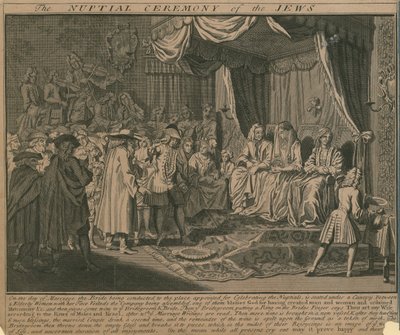 Widok na wiele głównych zwyczajów religijnych: Ceremonia weselna Żydów autorstwa English School