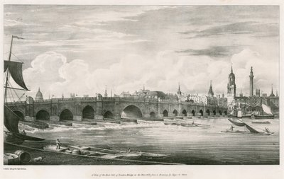 Widok na wschodnią stronę London Bridge w roku 1827 autorstwa English School