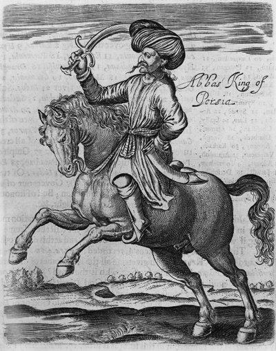 Abbas King of Persia, ilustracja z „Kilka lat podróży do Afryki i Azji” Sir Thomasa Herberta, 1634 (rycina) autorstwa English School