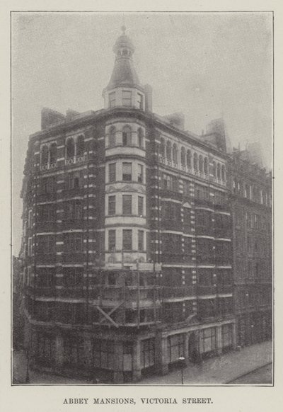 Abbey Mansions, Victoria Street (grawerowanie) autorstwa English School