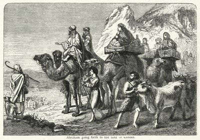 Abraham wyrusza do ziemi Kanaan (rycina) autorstwa English School