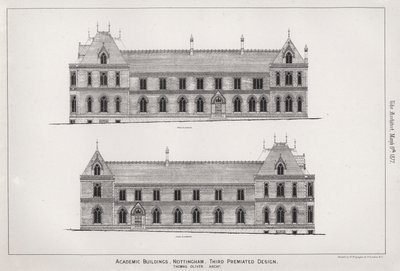 Budynki akademickie, Nottingham, Third Premiated Design (grawerowanie) autorstwa English School