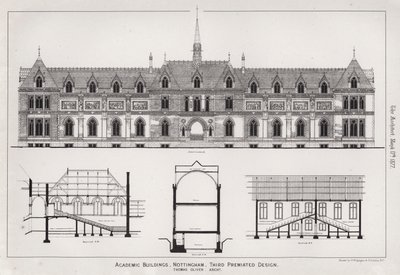 Budynki akademickie, Nottingham, Third Premiated Design (grawerowanie) autorstwa English School