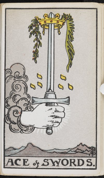 Ace of Swords, z „Klucza do Tarota: fragmenty tajemnej tradycji pod zasłoną wróżbiarstwa. [Z zestawem kart.]