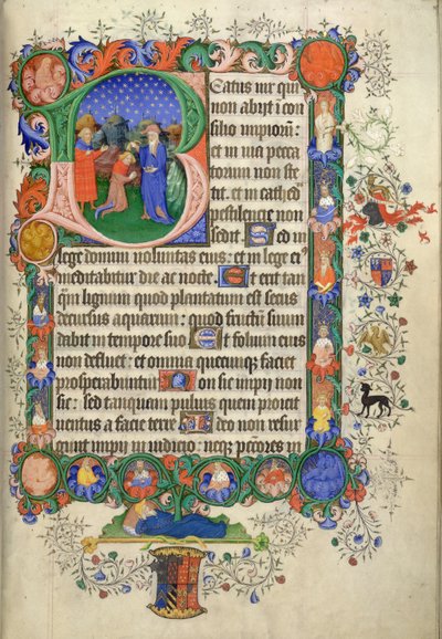 Dodać. 42131 fol.73 Psalm 1, rozpoczynający się inicjałem 