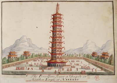 Dodać. 5353, f.67 Wieża z porcelany, pagoda lub świątynia pogańska w Nankinie, ze zbiorów strojów różnych narodów autorstwa English School