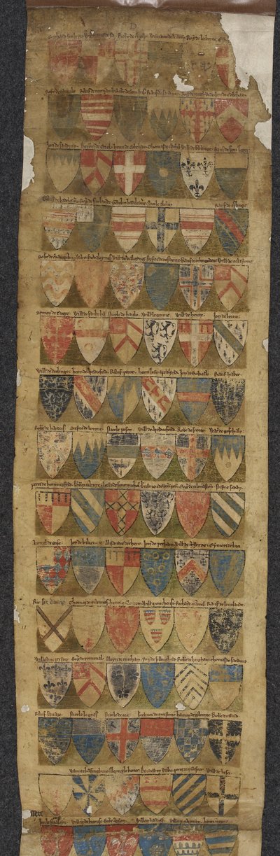 Dodaj Roll 77720 Ilustracja z „The Dering Roll”, c.1270-80 (pergamin) autorstwa English School