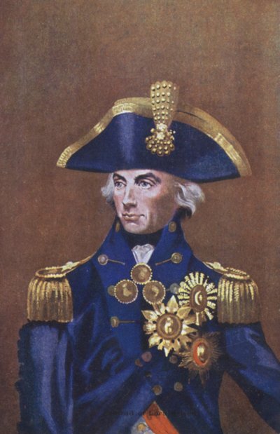 Admirał Lord Nelson, portret (kolor lito) autorstwa English School