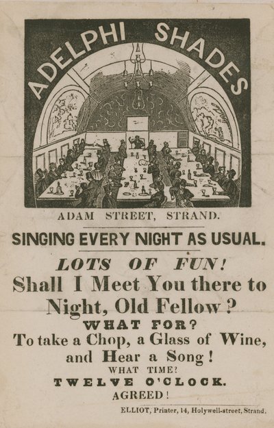 Reklama Adelphi Shades, Adam Street, Strand autorstwa English School