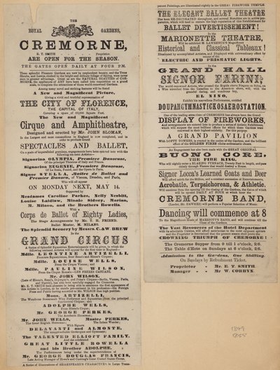 Reklama Cremorne Gardens, Londyn autorstwa English School