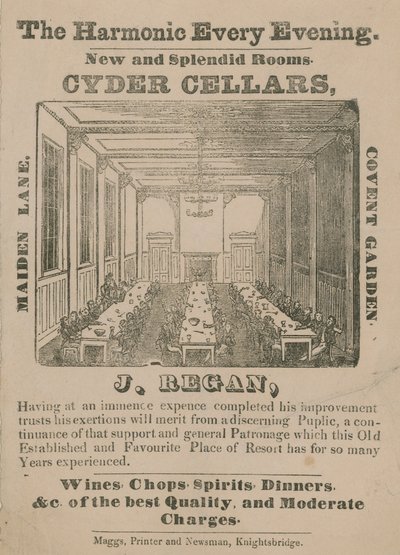Reklama Cyder Cellars, Maiden Lane, Covent Garden autorstwa English School