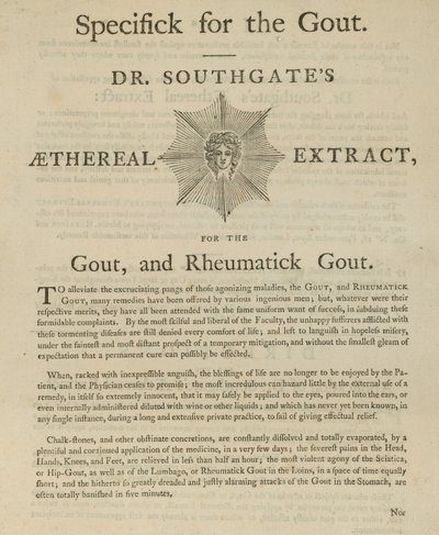 Reklama Dr Southgates Aethereal Extract na dnę moczanową i reumatyczną autorstwa English School