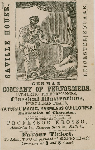 Reklama dla German Company of Performers, Saville House, Leicester Square, Londyn autorstwa English School