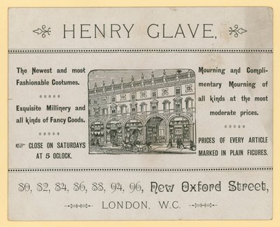 Reklama dla Henry Glave, New Oxford Street, Londyn autorstwa English School