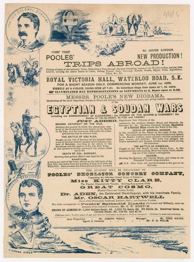 Ogłoszenie Joseph Pooles Trips Abroad, Royal Victoria Hall, Waterloo Road, Londyn autorstwa English School