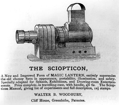 Reklama The Sciopticon, ok. 1860 (papier drukowany) autorstwa English School
