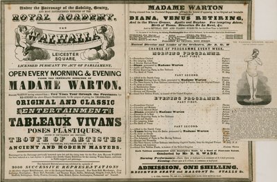 Reklama The Walhalla, Leicester Square, pod kierunkiem Madame Warton autorstwa English School