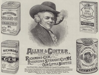 Reklama, Allen i Ginter (grawerowanie) autorstwa English School
